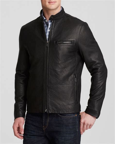 michael kors men's leather racer jacket|michael kors men's jacket fleece.